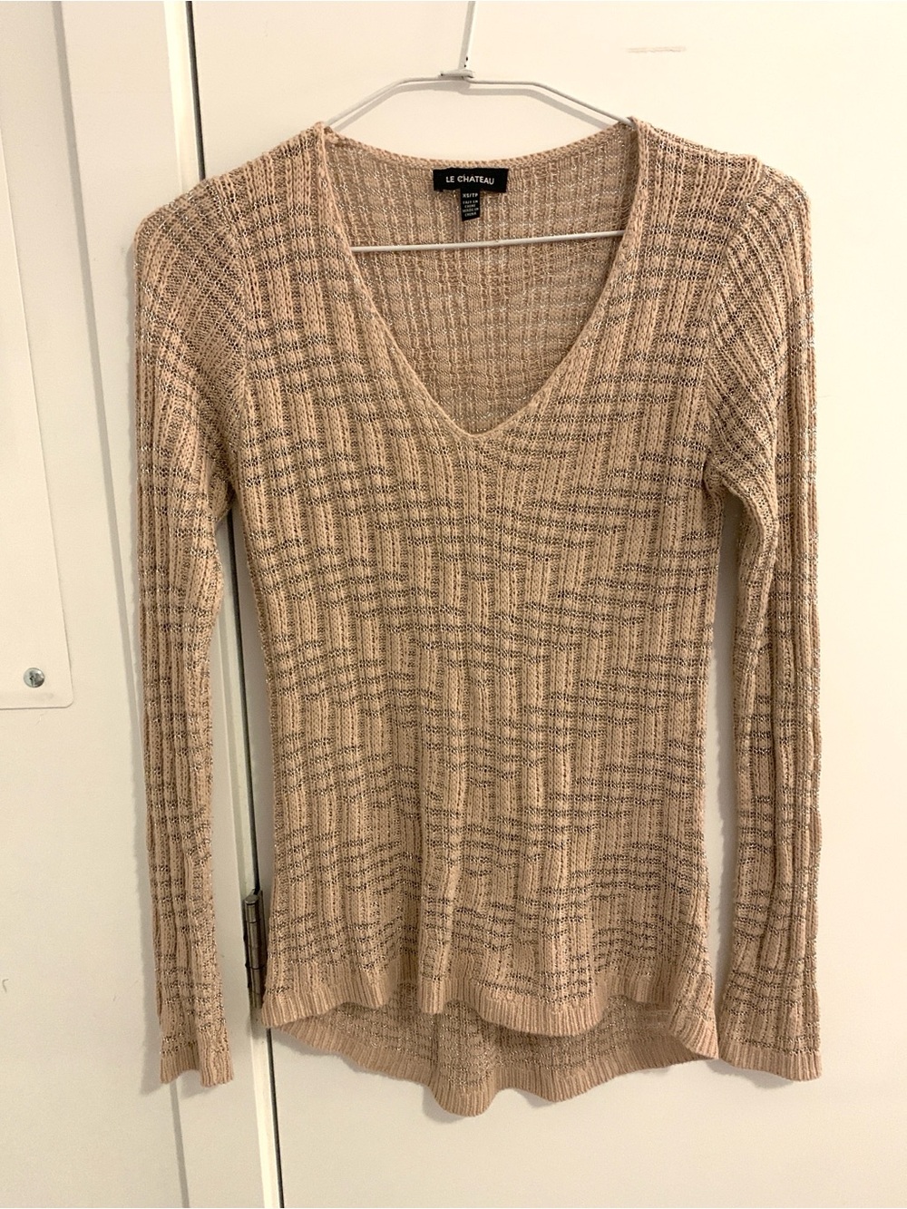 Textured V-Neck Sparkly Sweater